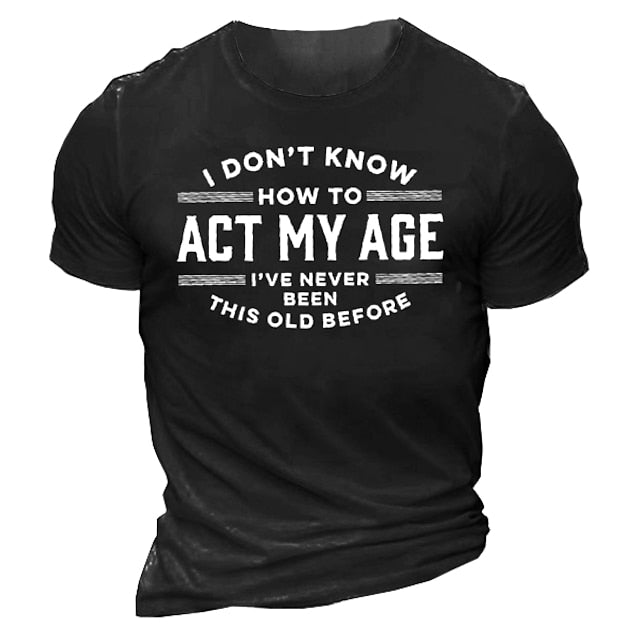 Men's T shirt Tee Graphic Tee Funny T Shirts Slogan T Shirts Retro Shirts Letter Graphic Prints Crew Neck Custom Print Black White Army Green Blue 3D Print Outdoor Street Short Sleeve Print Clothing