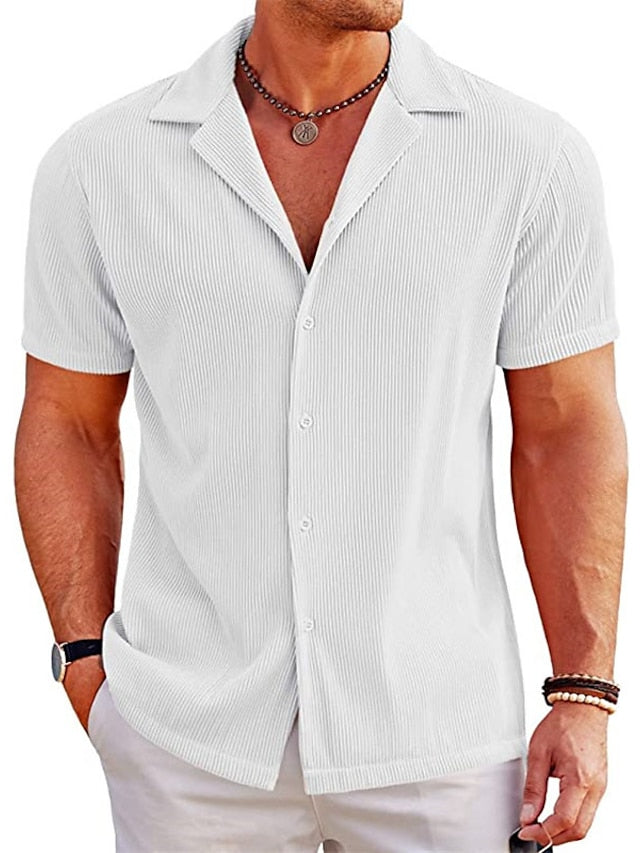 Men's Shirt Button Up Shirt Casual Shirt Summer Shirt Beach Shirt Black White khaki Gray Short Sleeve Plain Camp Collar Daily Vacation Clothing Apparel Fashion Casual Comfortable
